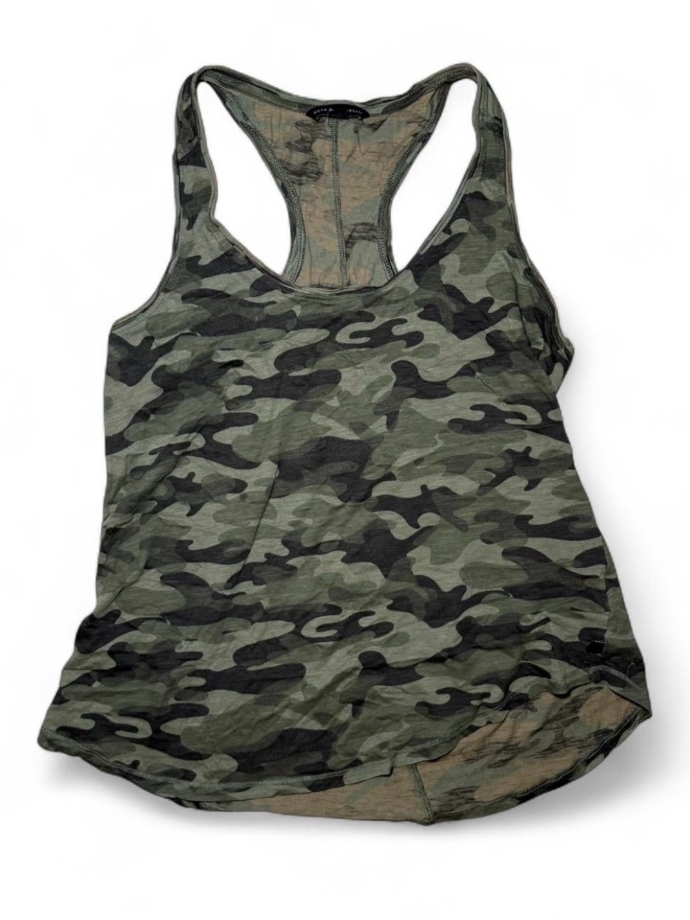 Y2K Rock & Republic Camouflage Racerback Tank - Olive Green & Black